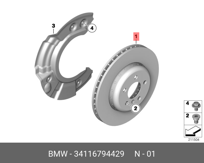 Диск тормозной, передний Версия тормозной системы: Экспортная (S212A)   BMW арт. 34116794429