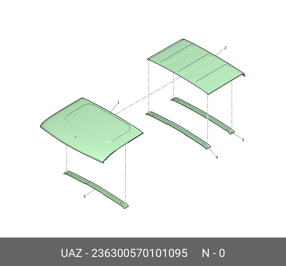 ПАНЕЛЬ КРЫШИ ( цельная ) УАЗ- ПАТРИОТ-ПИКАП (2363 5701010-95) UAZ UAZ  236300570101095 на АКГС МАРКЕТ - Звоните по тел. 8-800-775-44-50