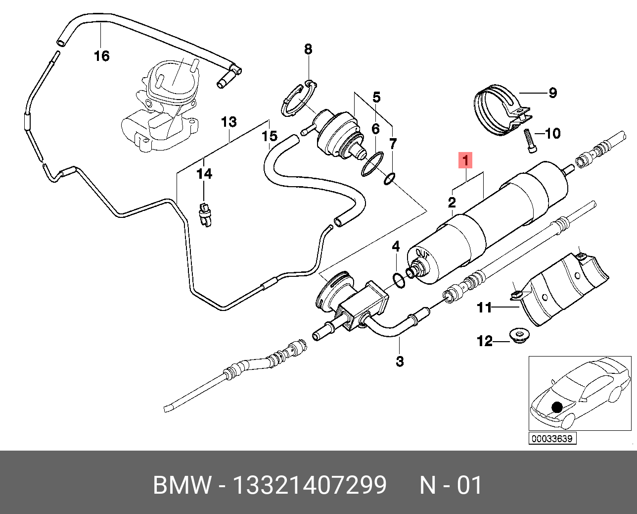 Фильтр топливный   BMW арт. 13321407299