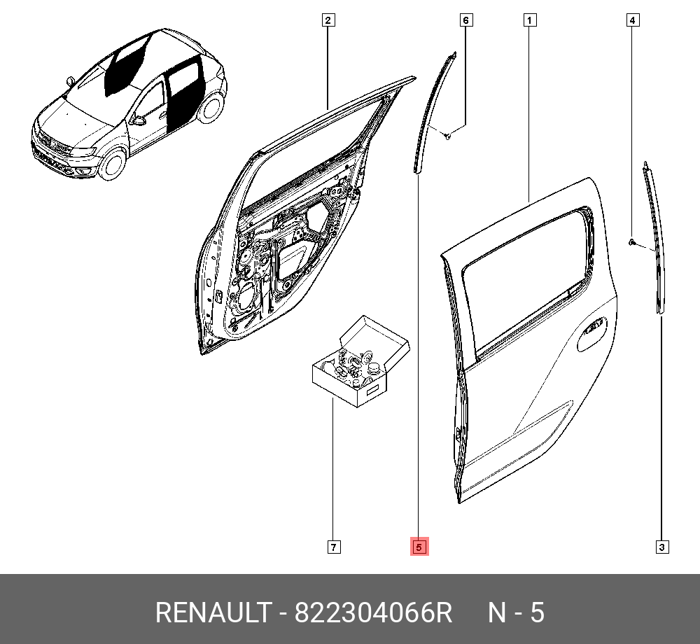 822304066R RENAULT НАПРАВЛЯЮЩАЯ СТЕКЛА ДВЕРИ ЗАДН. ПРАВ. (МЕТ) - купить,  цена в Санкт-Петербурге