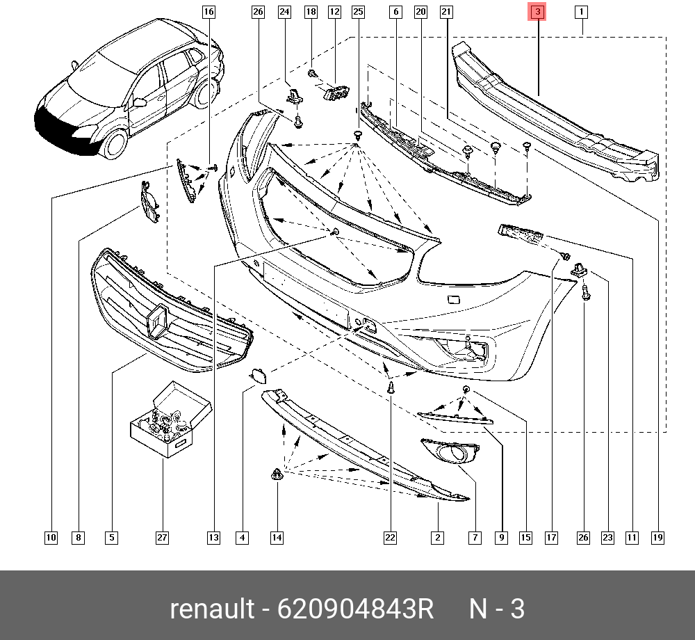 620904843R RENAULT АБСОРБЕР БАМПЕРА ПЕР (ПЛАС) - купить, цена в  Санкт-Петербурге