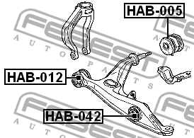 сайлентблок рычага переднего нижнего (передний) внутренний (в амортизатор) HAB042