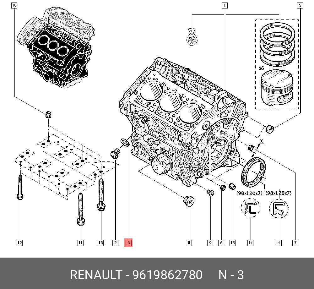 Прокладка сливной пробки поддона двигателя   RENAULT арт. 9619862780
