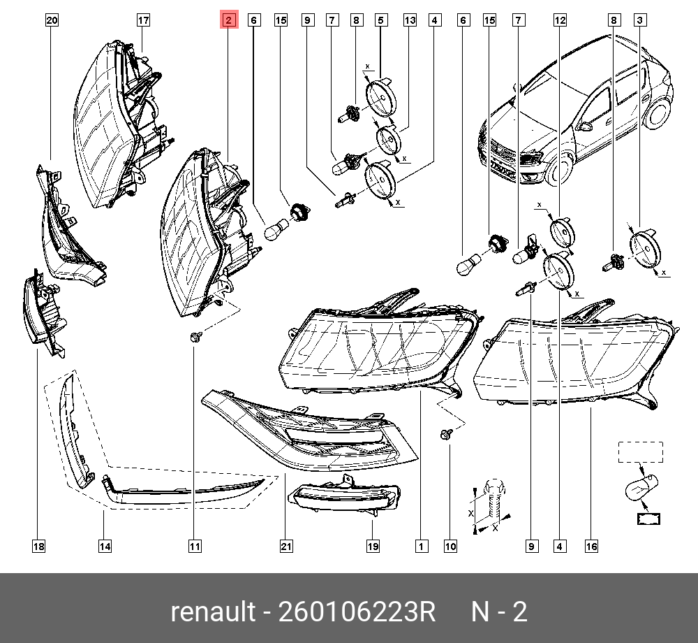 260106223R RENAULT Фара правая RENAULT: LOGAN II  SANDERO (2014>)
