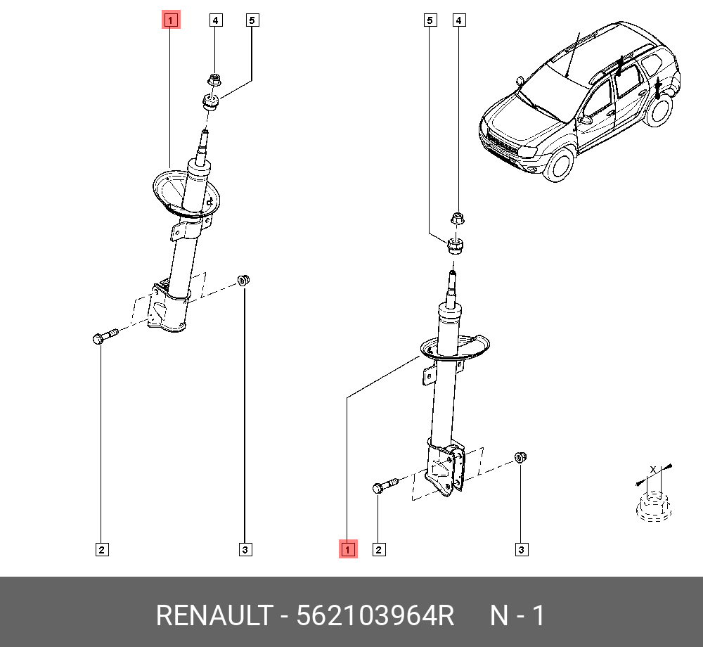 амортизатор задний газовый 4x4 Renault Duster 10-