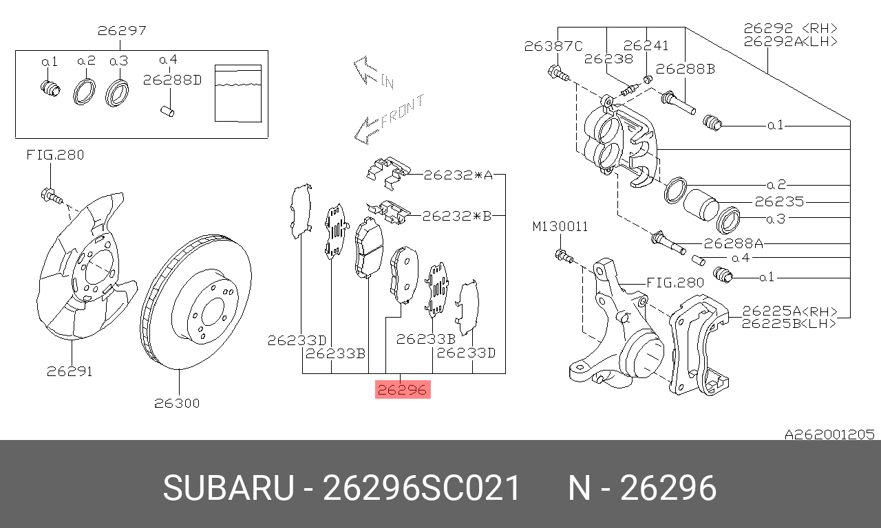 Колодки тормозные, комплект, передние   SUBARU арт. 26296SC021