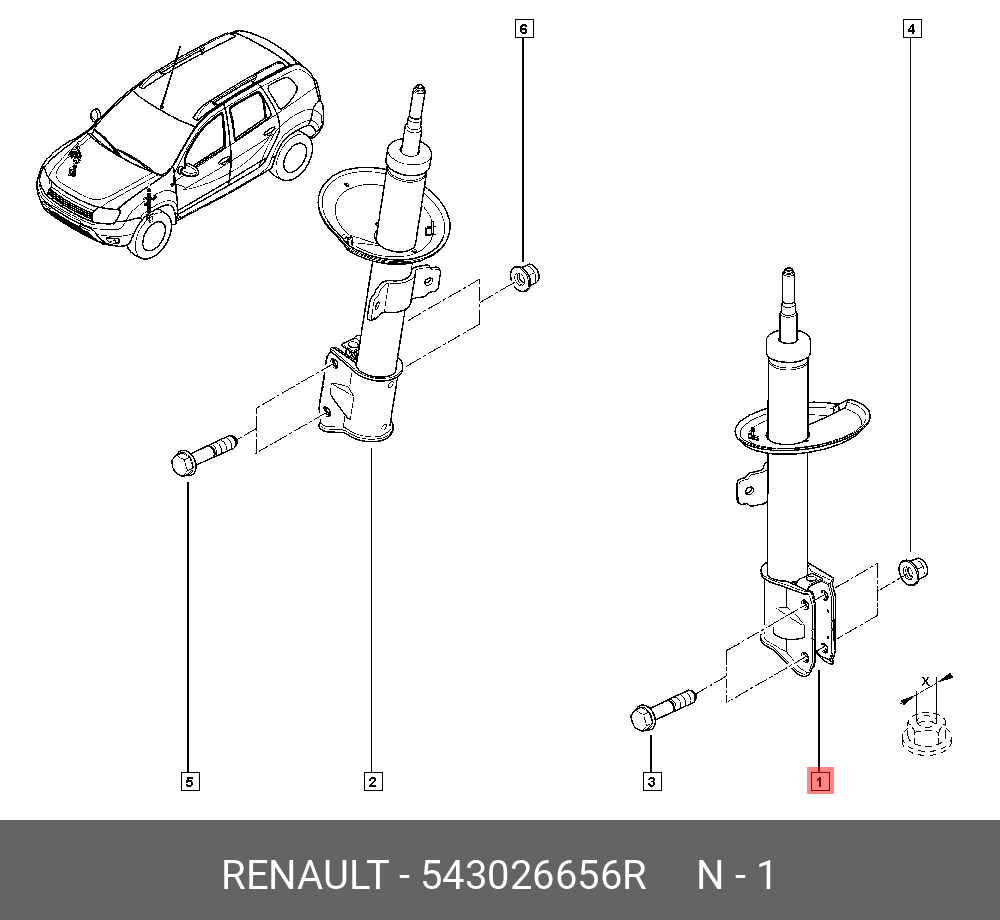 амортизатор передний газовый Renault Duster 10-