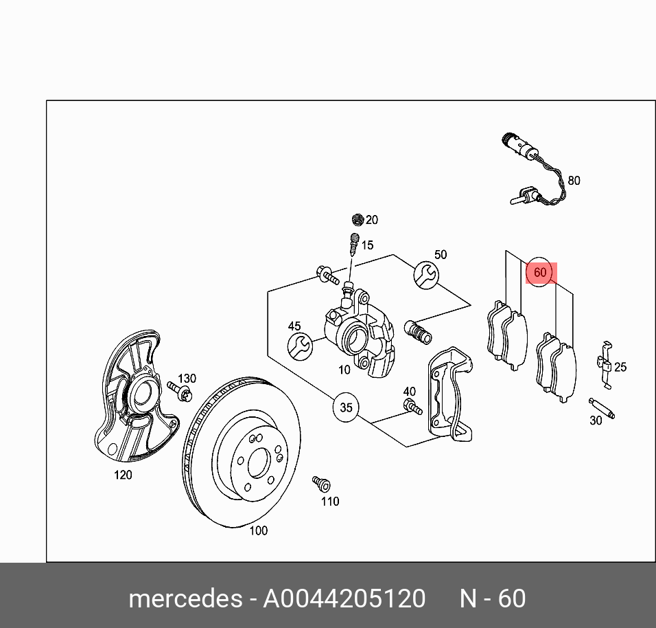 Колодки тормозные, комплект, передние   Mercedes-Benz арт. A0044205120