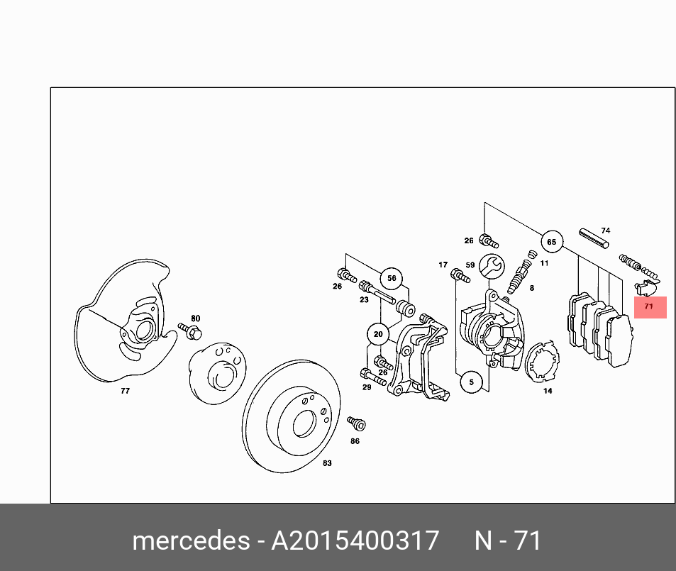 Датчик износа тормозных колодок, передний   Mercedes-Benz арт. A2015400317