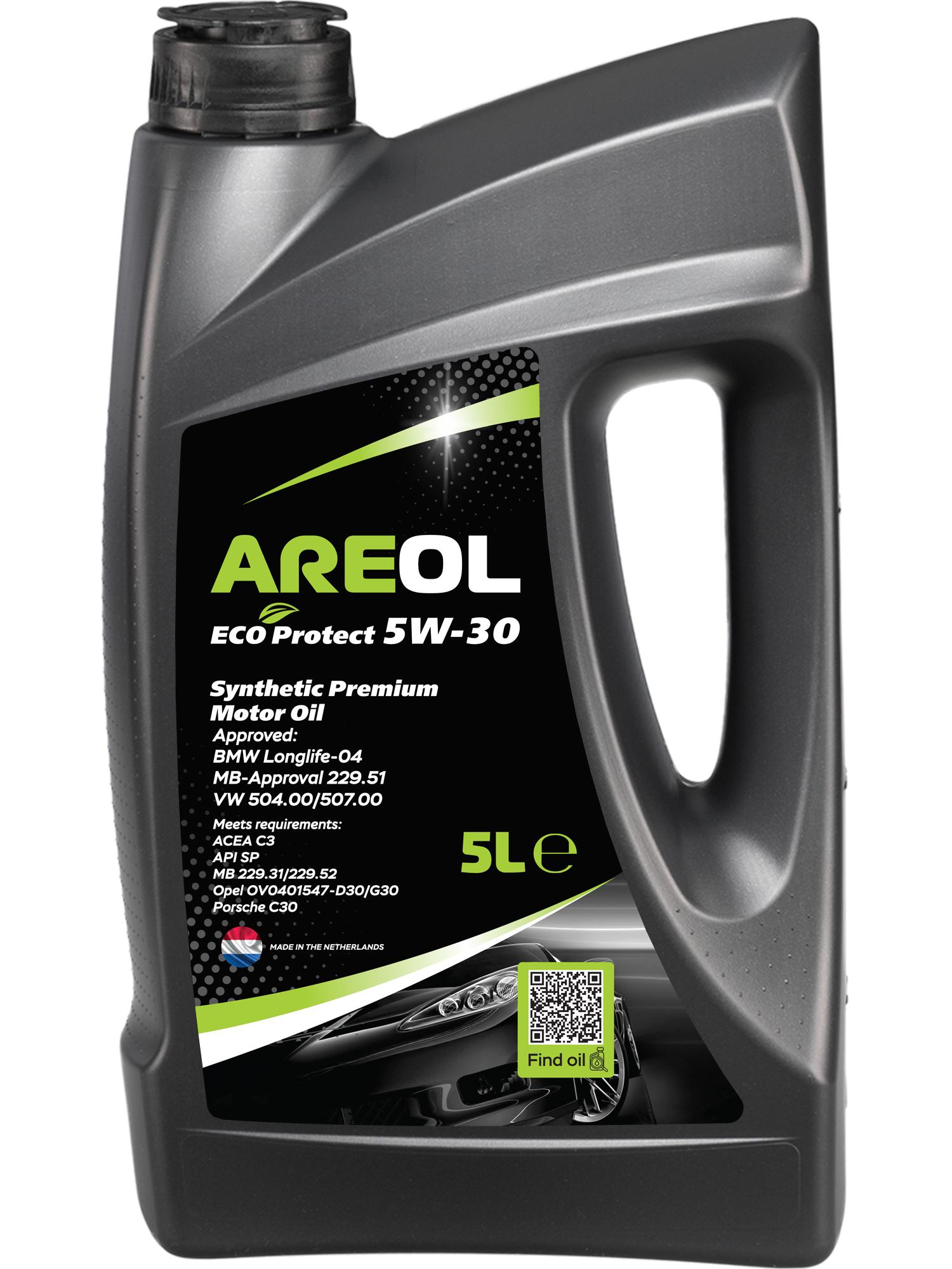 AREOL ECO Protect 5W-30 (5L)_масло моторное! синт.\ ACEA C3, API SN, VW 504.00/507.00, MB 229.51