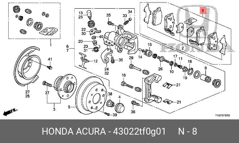 Колодки тормозные, комплект, задние   HONDA арт. 43022TF0G01