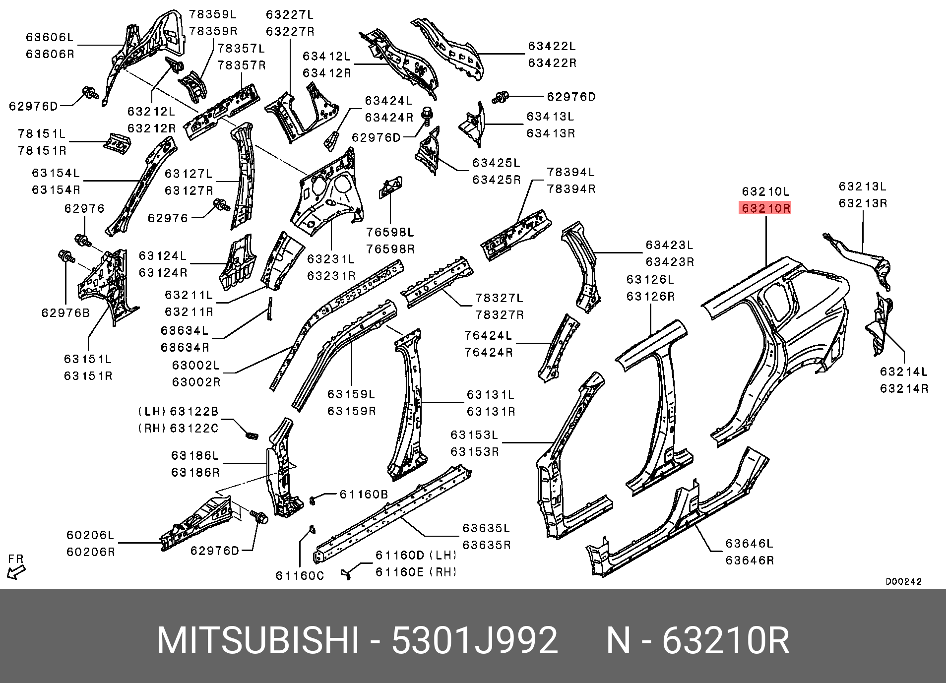 5301J992 MITSUBISHI PANEL,QTR,OTR RH 5301J992 MITSUBISHI PANEL,QTR,OTR RH