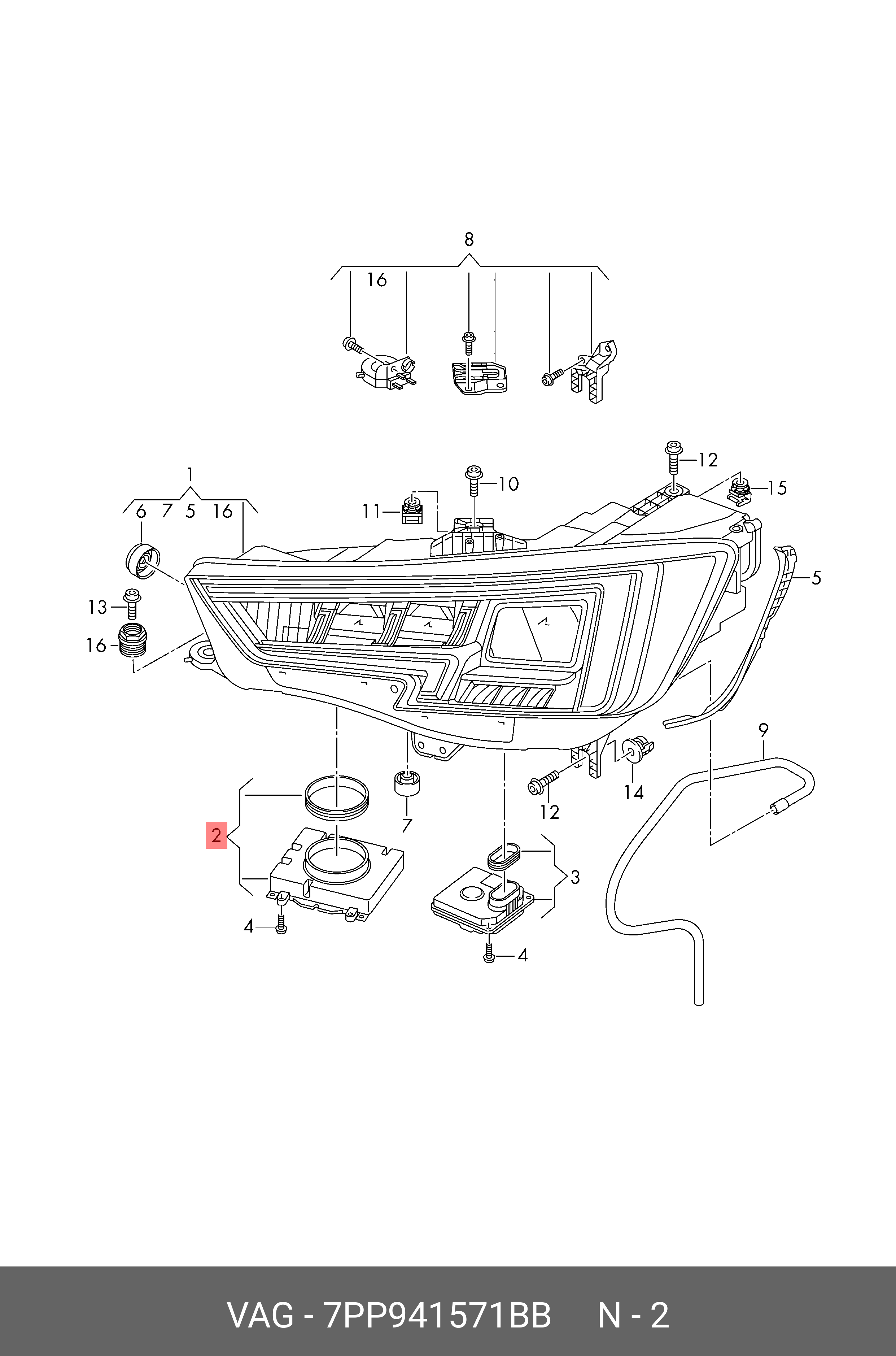 Audi HEADLIGHT ECU 7PP941571BB Spare Parts Shop Allparts.ae