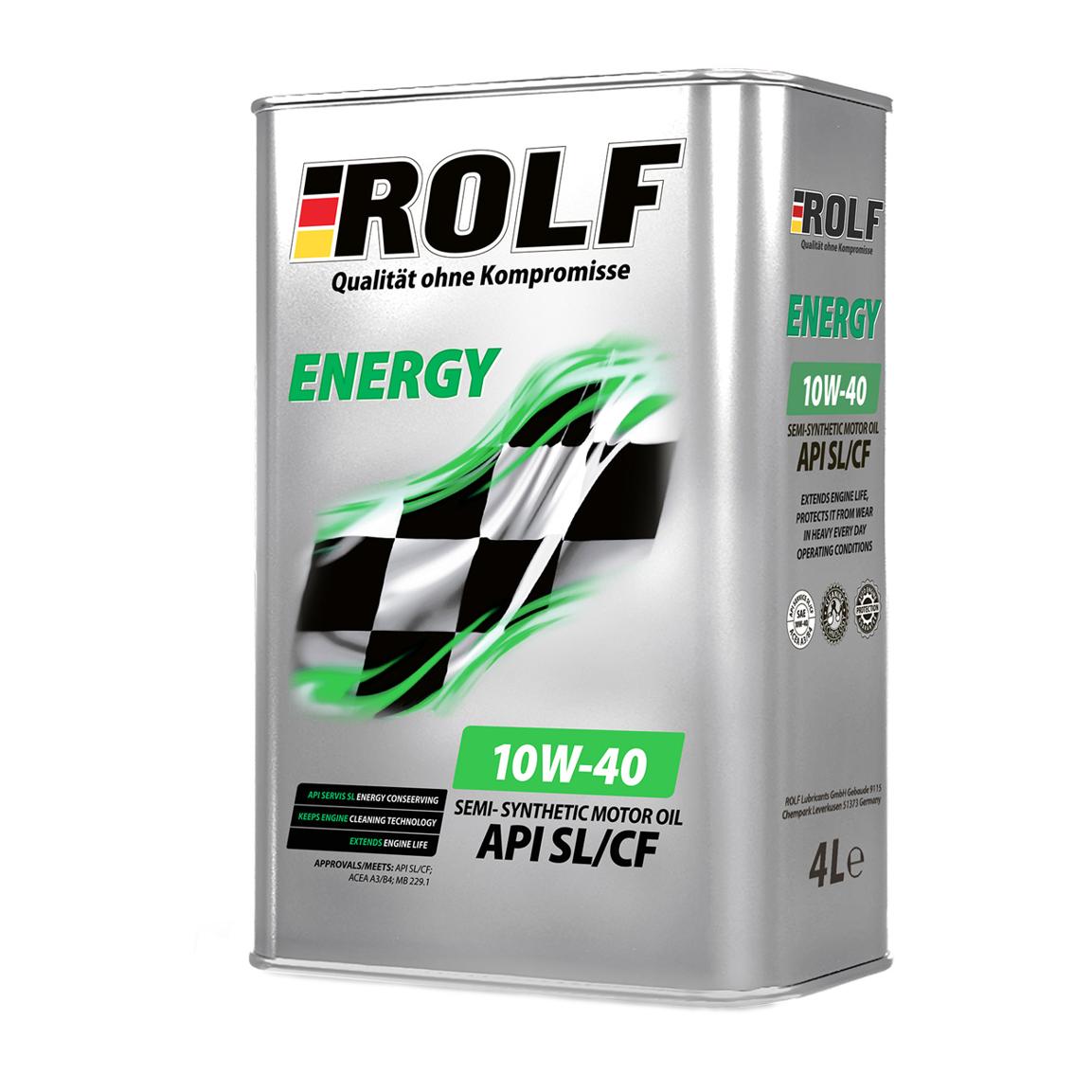 Масло рольф дизель. Rolf Energy 10w-40 SL/CF 4л. Моторное масло Rolf Energy 10w-40 полусинтетическое 4 л. Масло моторное Rolf Energy 10w-40. Масло РОЛЬФ Энерджи 10w.