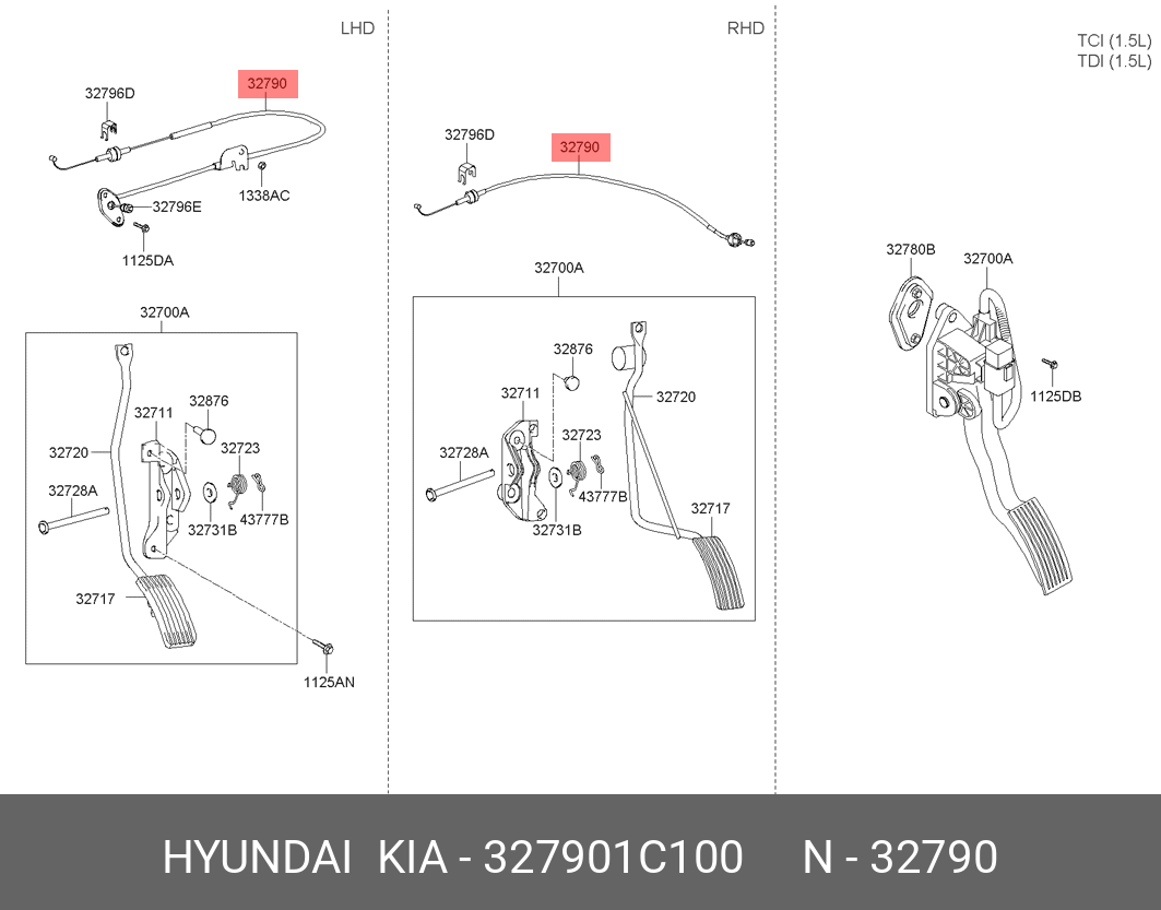 Тросик акселератора (газа) (Hyundai) 327901C100