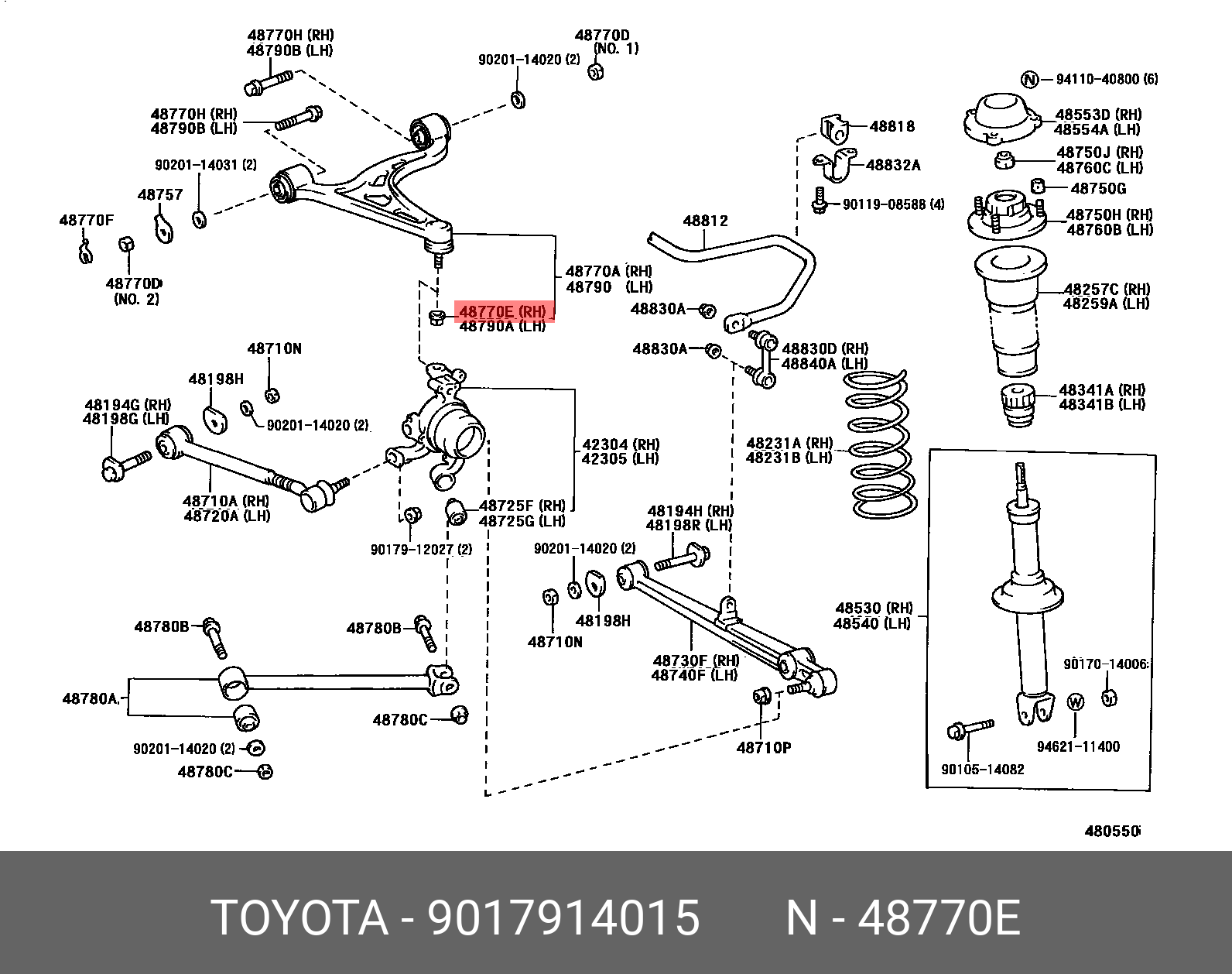 гайка амортизатора переднего верхняя TOYOTA AURIS (E150), AVENSIS (T220,T250), CAMRY (V10, V40, V50), COROLLA (E90, E100, E110, E120, E150),