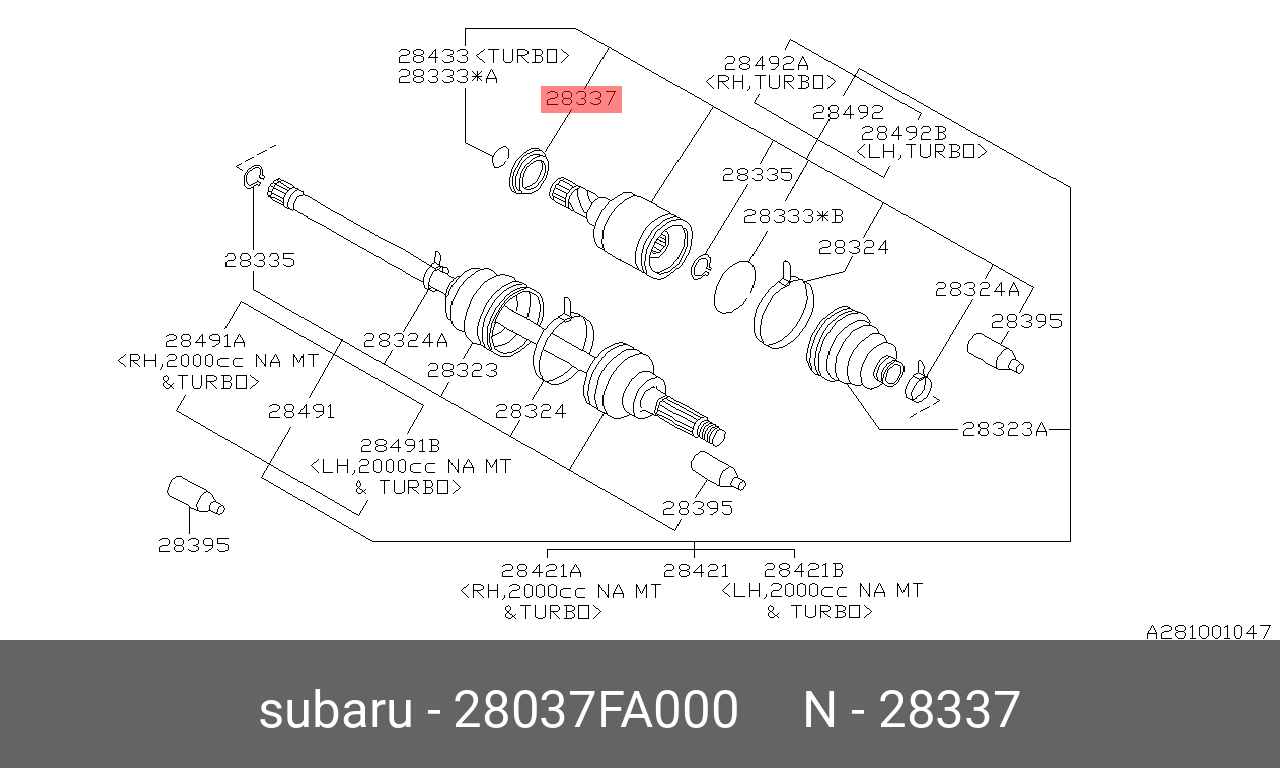 28037FA000 Упор сальника привода SUBARU купить, цена в Челябинске