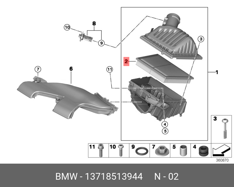 Фильтр воздушный   BMW арт. 13718513944