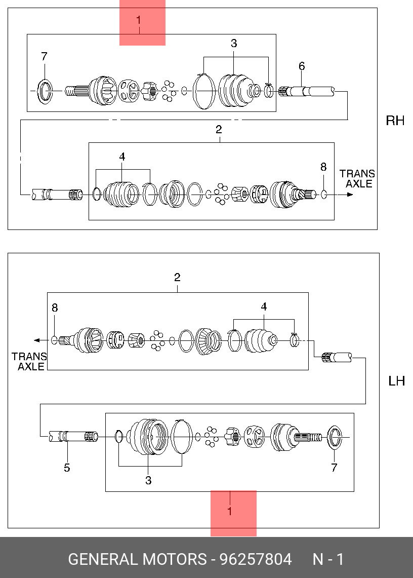 Шрус наружний daewoo nexia сонс 8-клапанов 1,4-1,6 литра (M20x1,5) Оригинал GENERAL MOTORS	 96257804