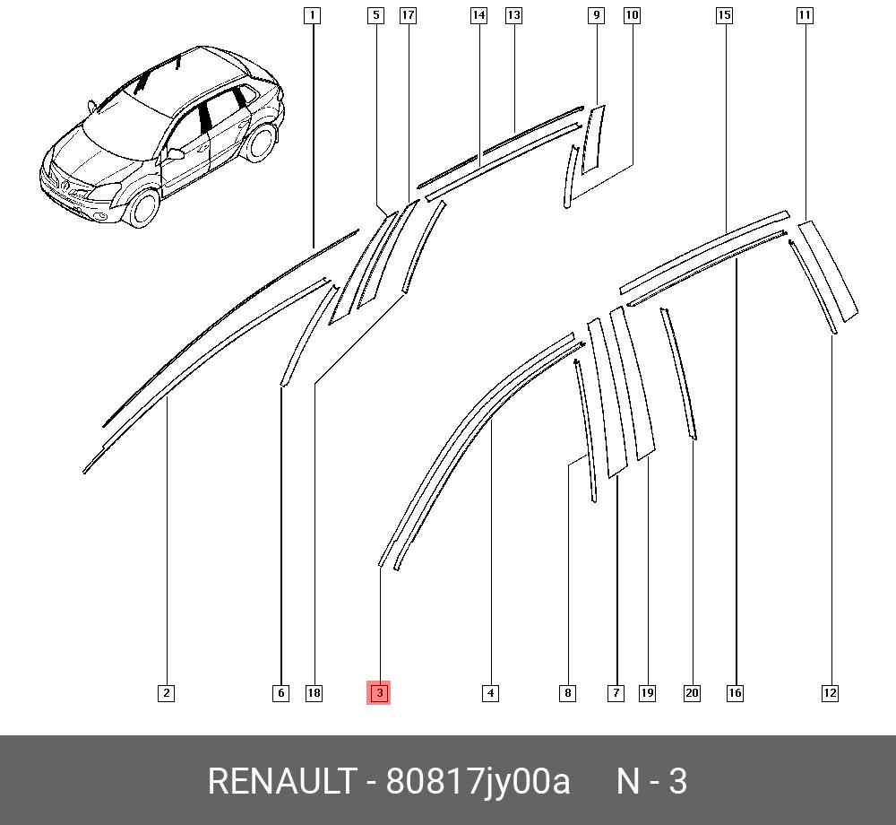 RENAULT 80817JY00A НАКЛЕЙКА ДВЕРИ ДЕКОР (ПЛАС) - купить в Екатеринбурге