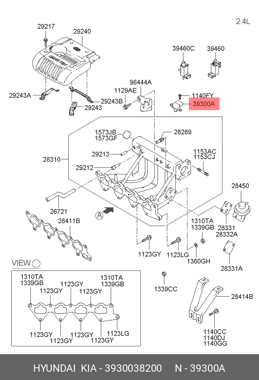  Датчик массового расхода воздуха (Hyundai) 3930038200