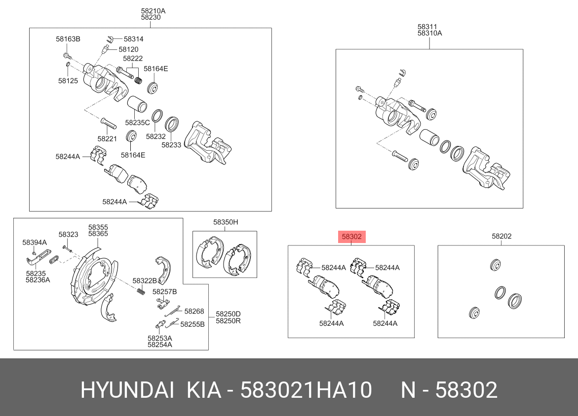Колодки тормозные, комплект, задние   HYUNDAI/KIA арт. 583021HA10