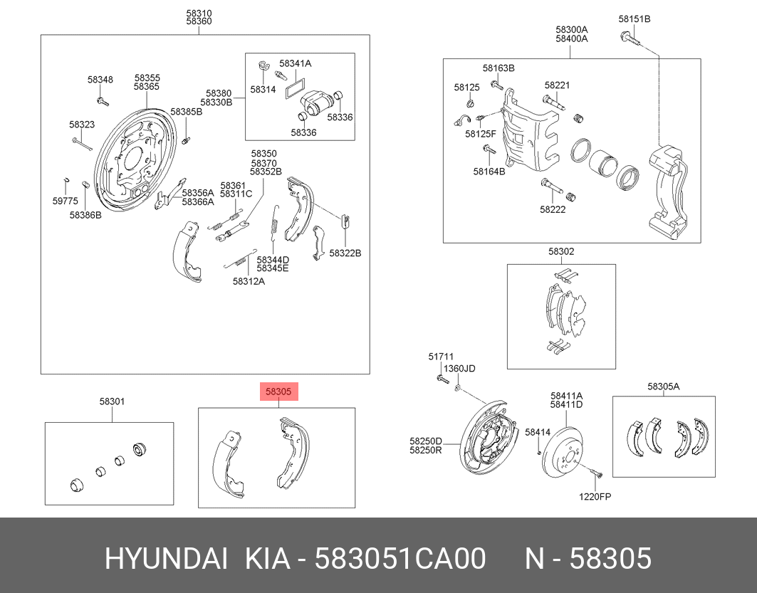 Колодки тормозные, комплект, задние   HYUNDAI/KIA арт. 583051CA00