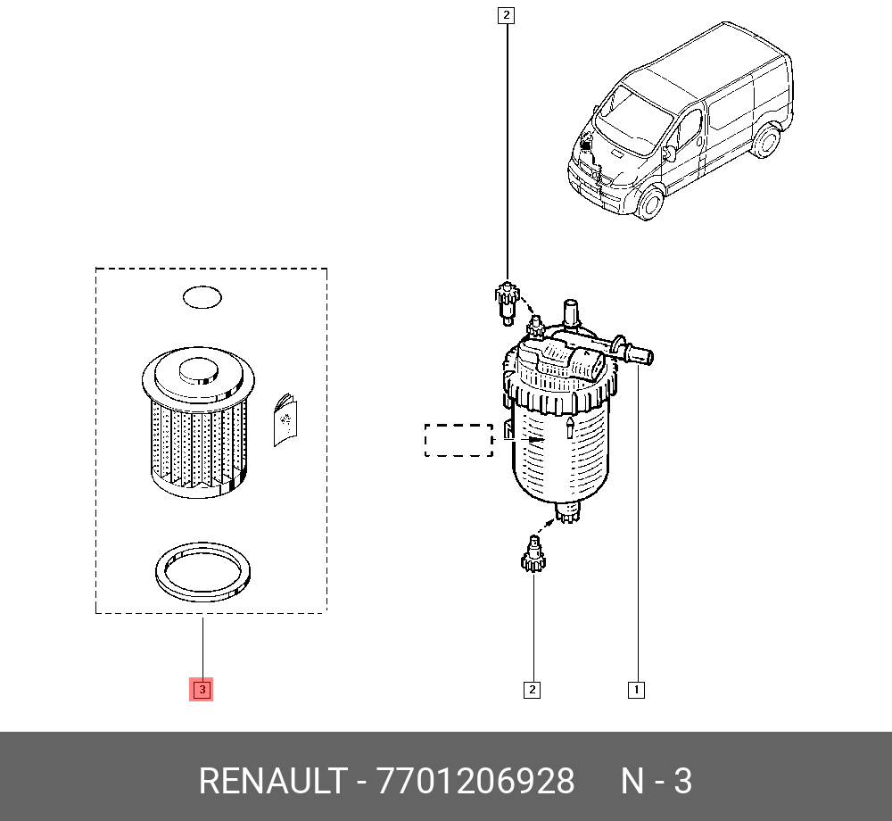 Фильтр топливный маркировка Delphi   RENAULT арт. 7701206928