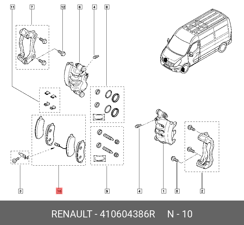 Колодки тормозные, комплект, передние   RENAULT арт. 410604386R