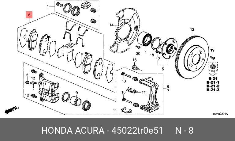 Колодки тормозные, комплект, передние   HONDA арт. 45022TR0E51