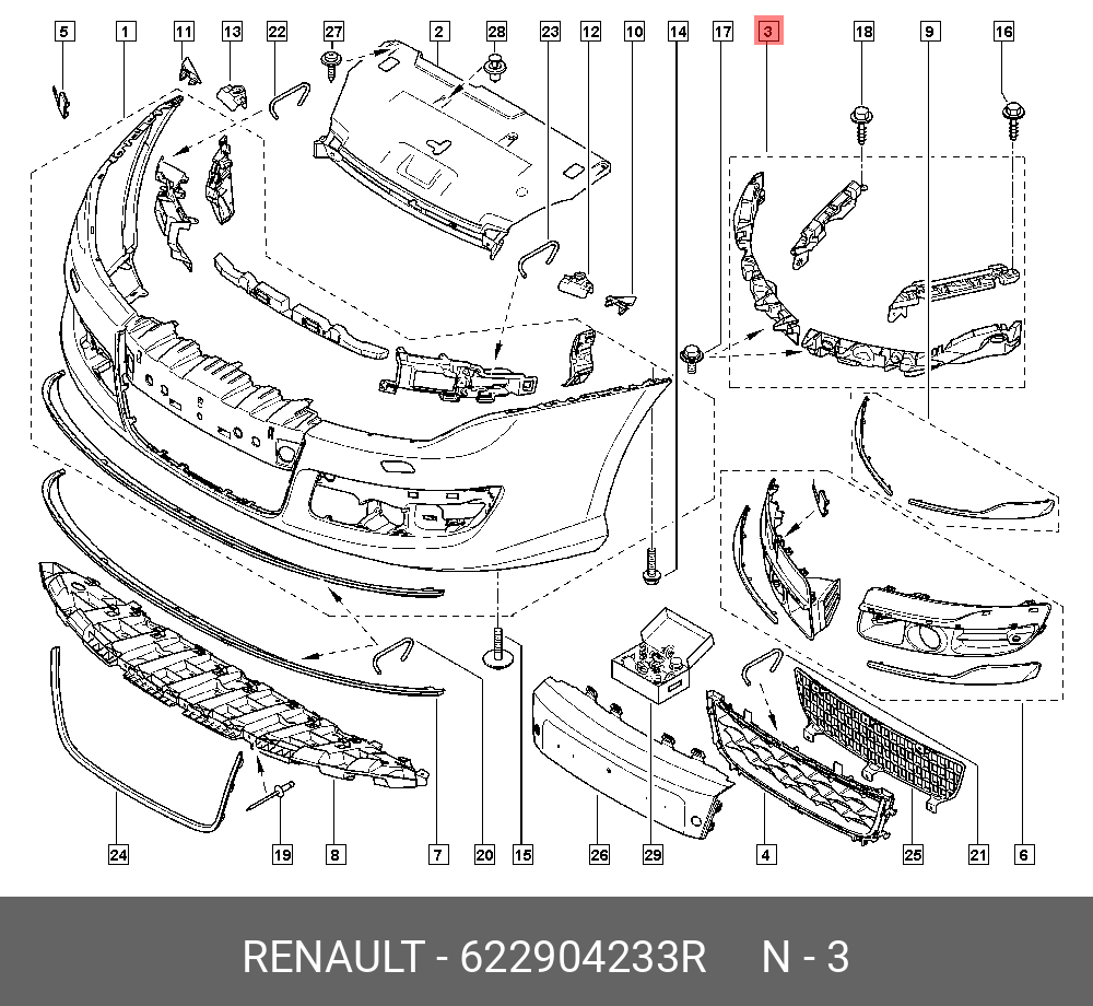 Рено каптур схема бампера