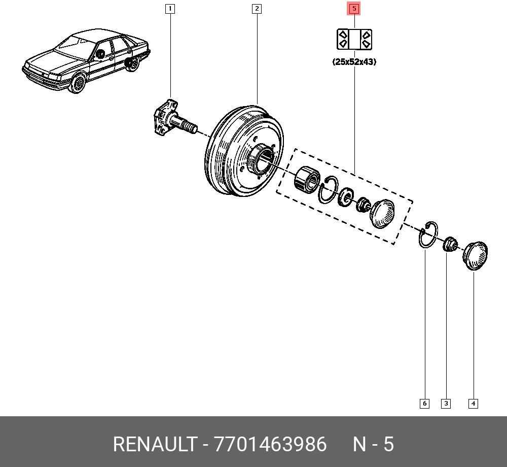 7701463986 (77 01 463 986) RENAULT Комплект подшипника ступицы колеса |  Купить запчасть