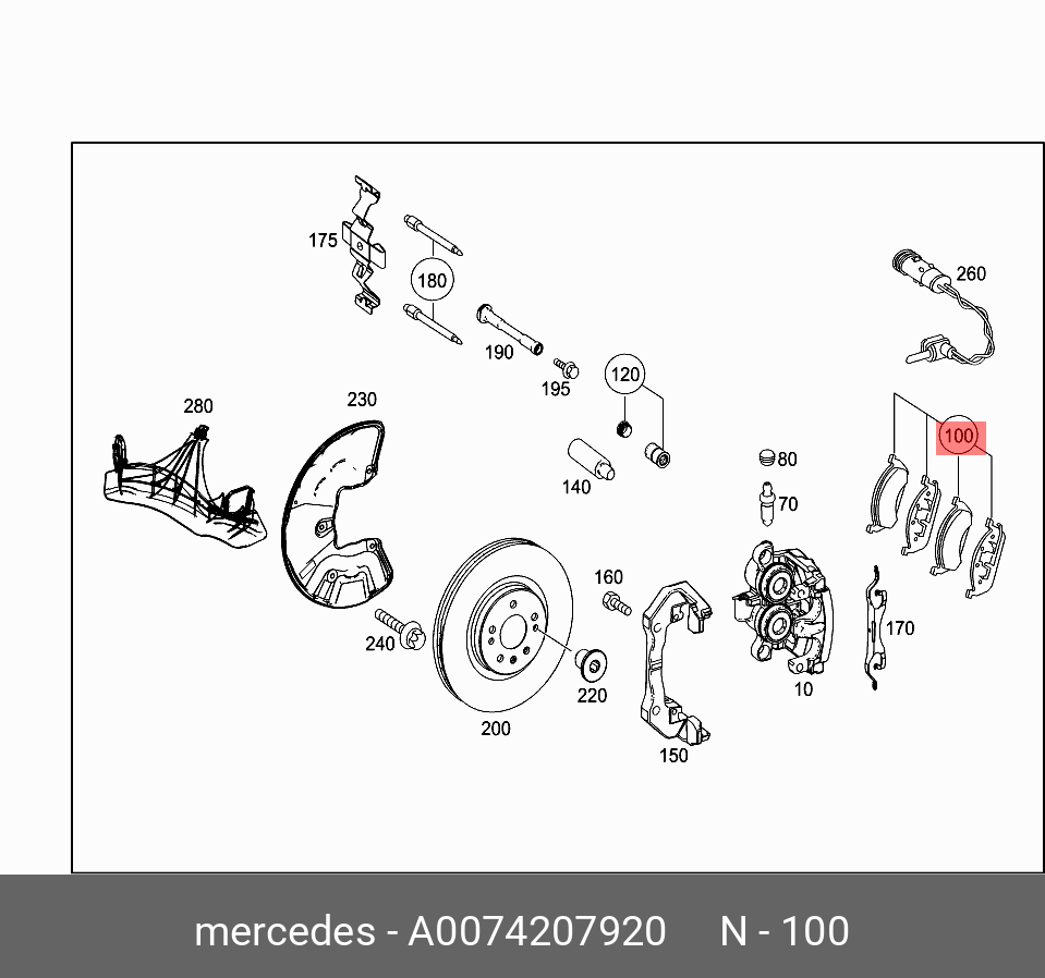 Колодки тормозные, комплект, передние   Mercedes-Benz арт. A0074207920
