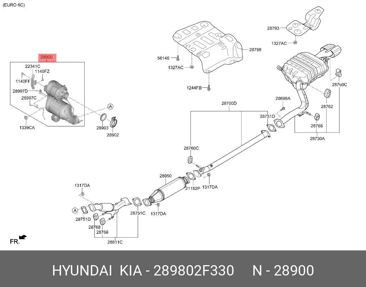 289802F330 КАТАЛИТИЧЕСКИЙ НЕЙТРАЛИЗАТОР ВЫХЛОПНЫХ ГАЗОВ HYUNDAI KIA купить,  цена в Челябинске