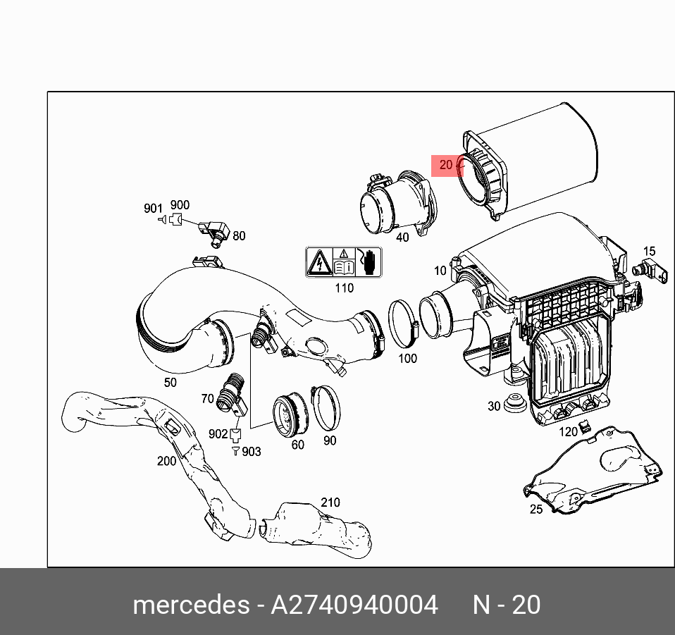 Фильтр воздушный комплект из двух фильтров   Mercedes-Benz арт. A2740940004
