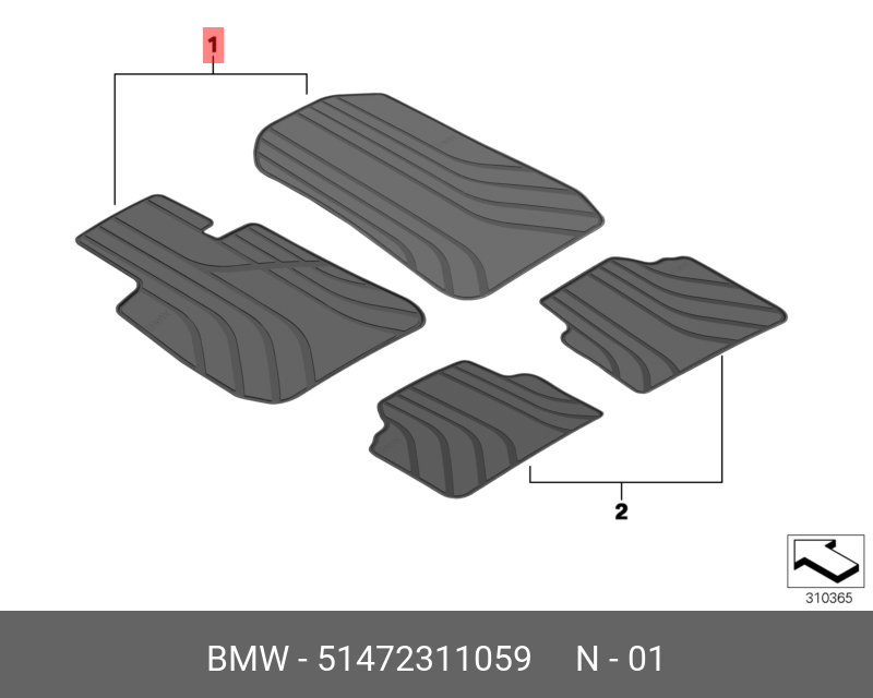 BMW NEW GENUINE 3 SERIES E90 E91 E92 E93 FRONT RUBBER ALLWEATHER FLOOR MATS RHD