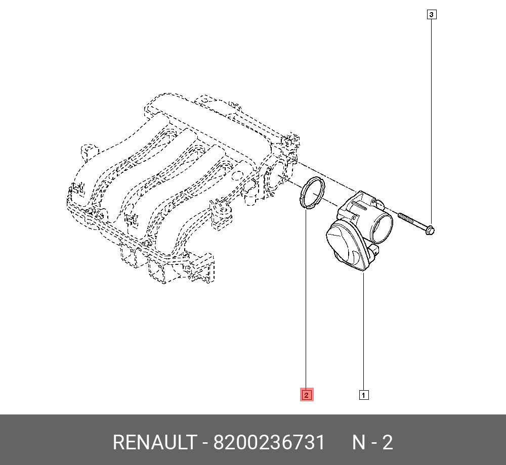 Прокладка корпуса дроссельной заслонки (Renault) 8200236731