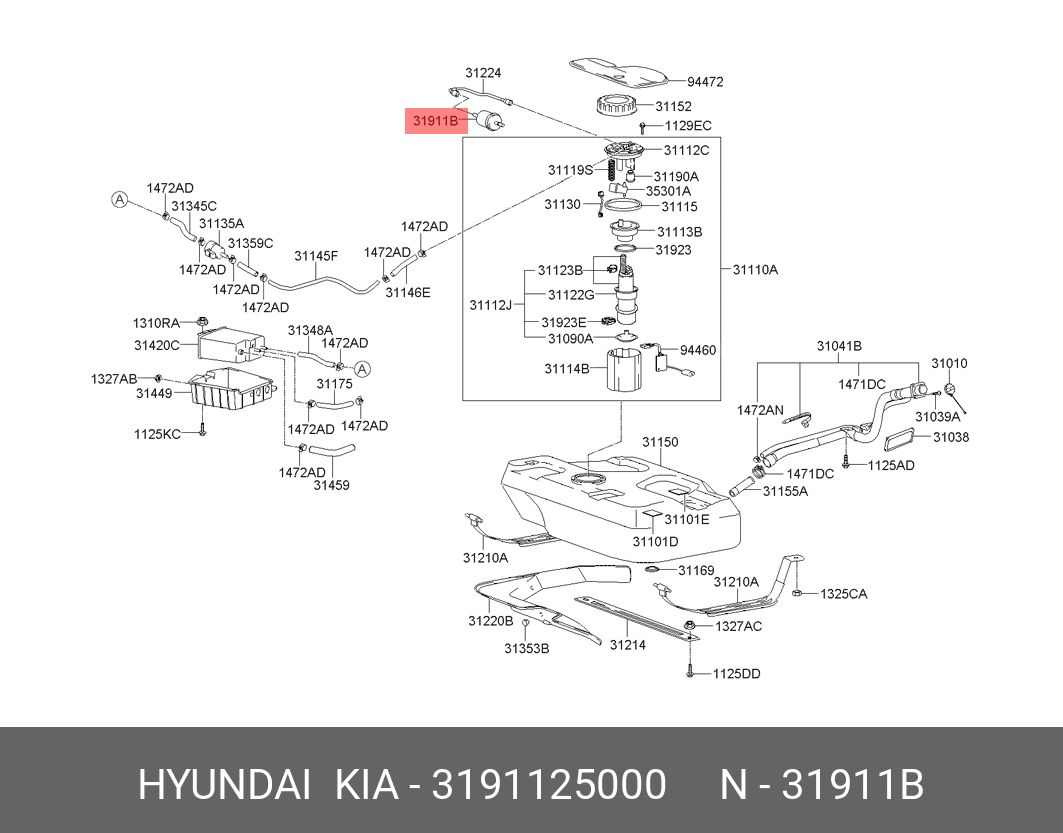 Фильтр топливный   HYUNDAI/KIA арт. 3191125000