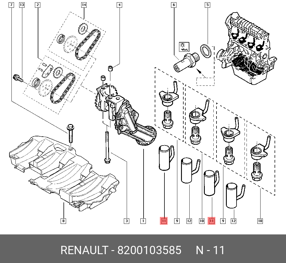 Форсунка охлаждения поршня (Renault) 8200103585