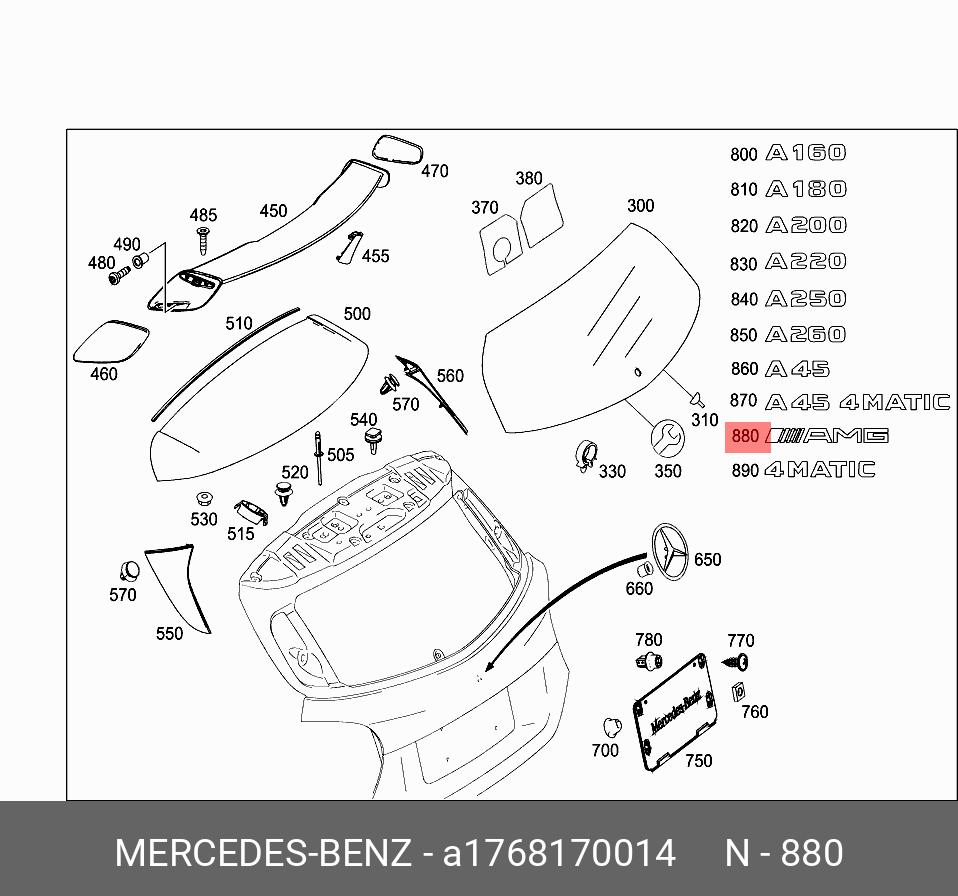 MERCEDES-BENZ A W176 AMG Rear Panel Door Emblem Badge A1768170014 NEW GENUINE