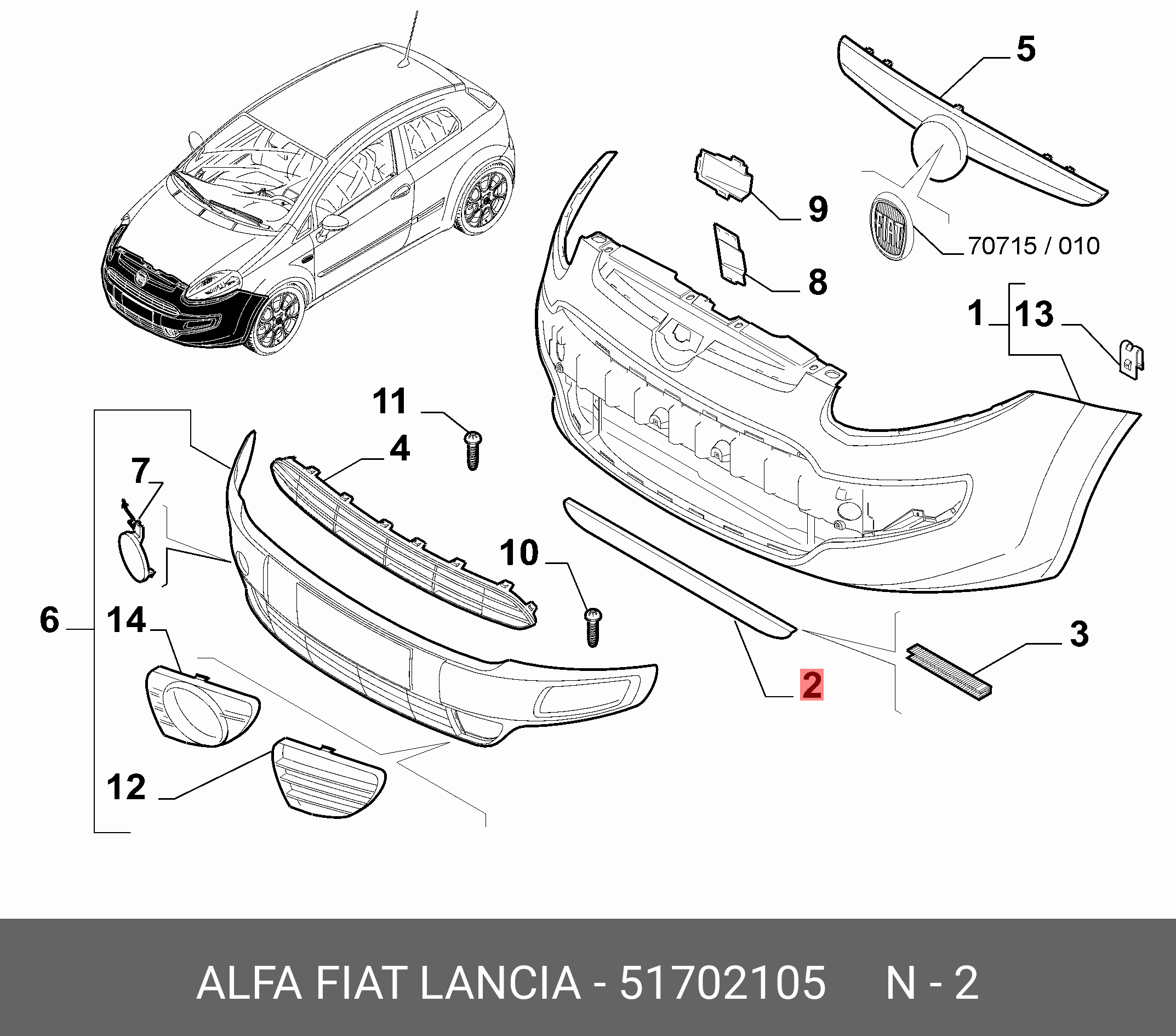 51702105 Спойлер бампера перед. FIAT купить, цена в Челябинске