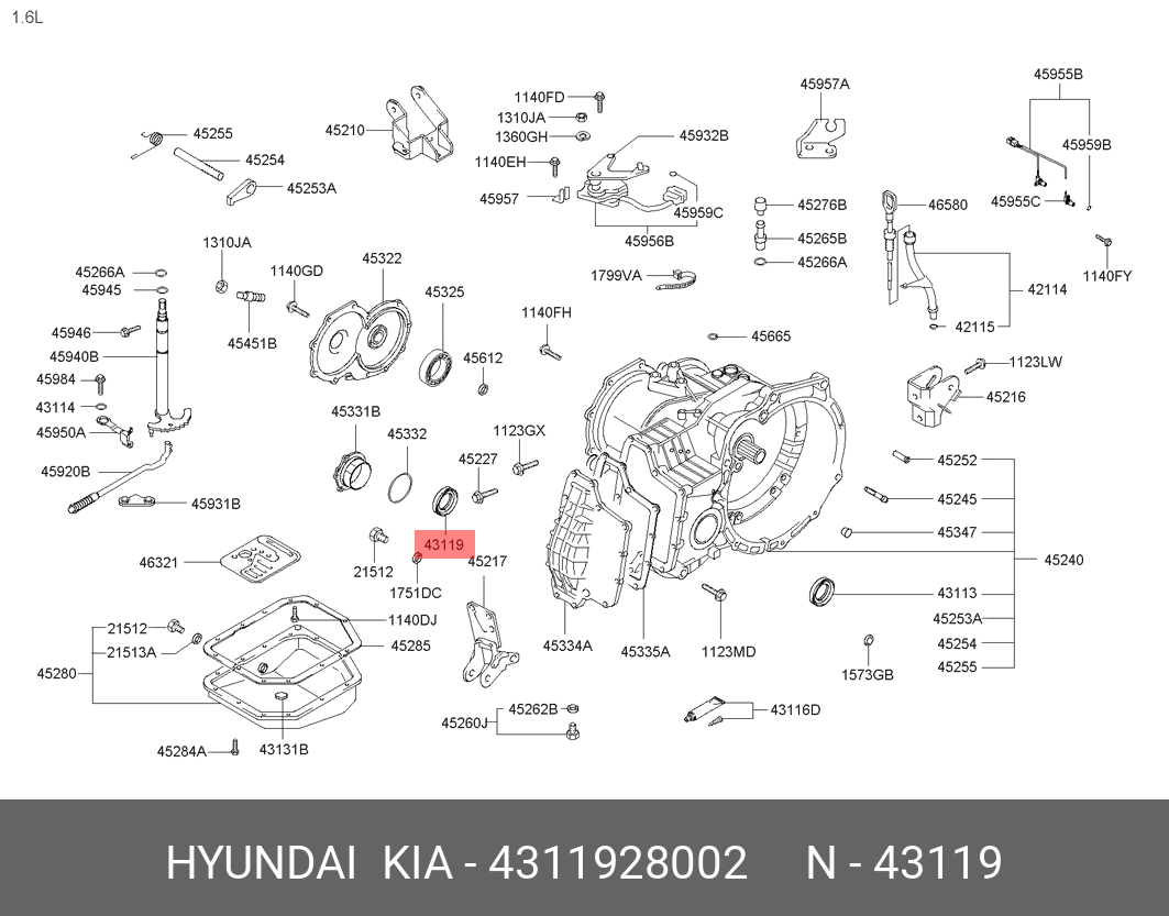 Сальник привода КПП (Hyundai) 4311928002