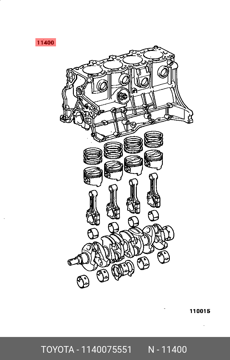 11400. Арт 1140070270 Block ASSY, short Toyota фото.