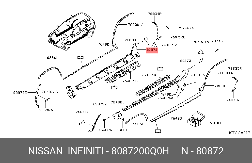 Накладка порога Nissan Terrano D10;Renault Duster перед. прав.(пластик)