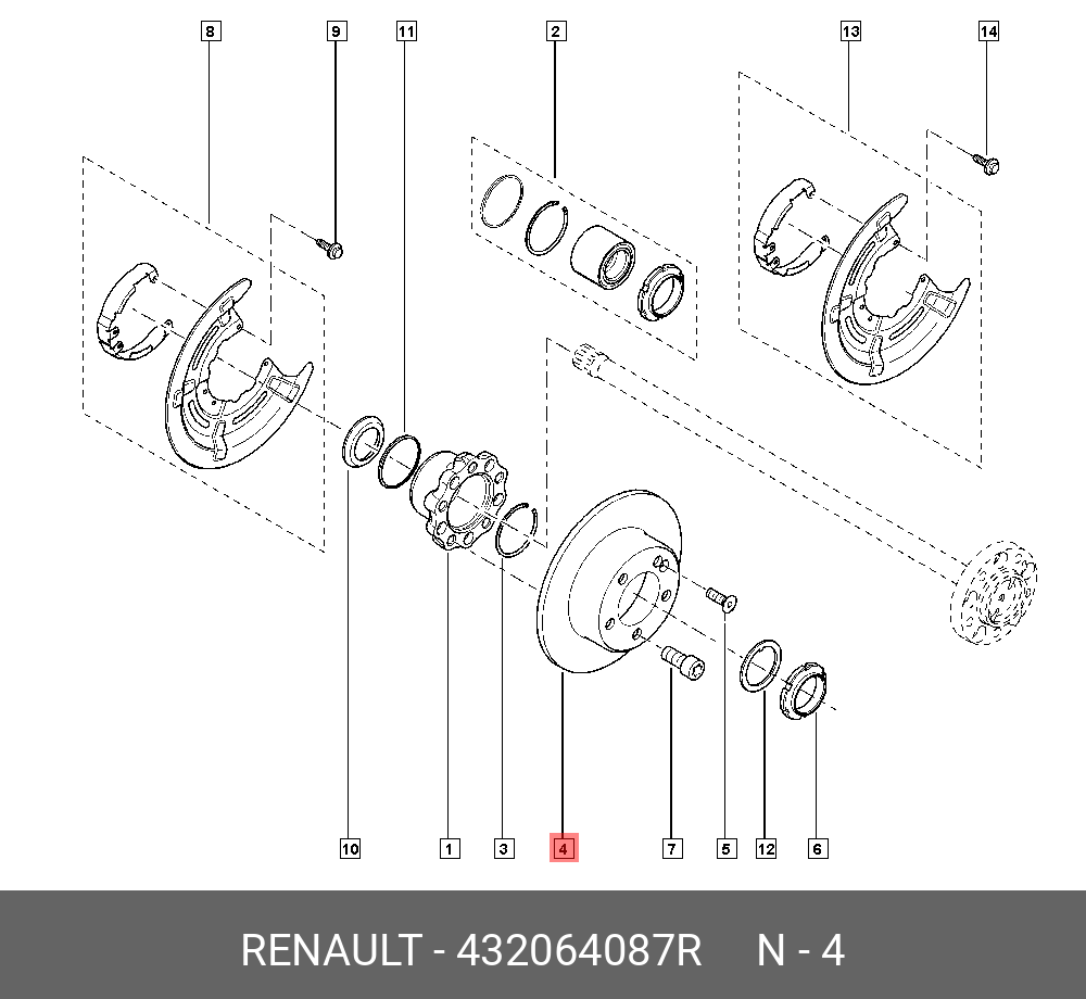 Диск тормозной, задний не сдвоенные задние колеса   RENAULT арт. 432064087R