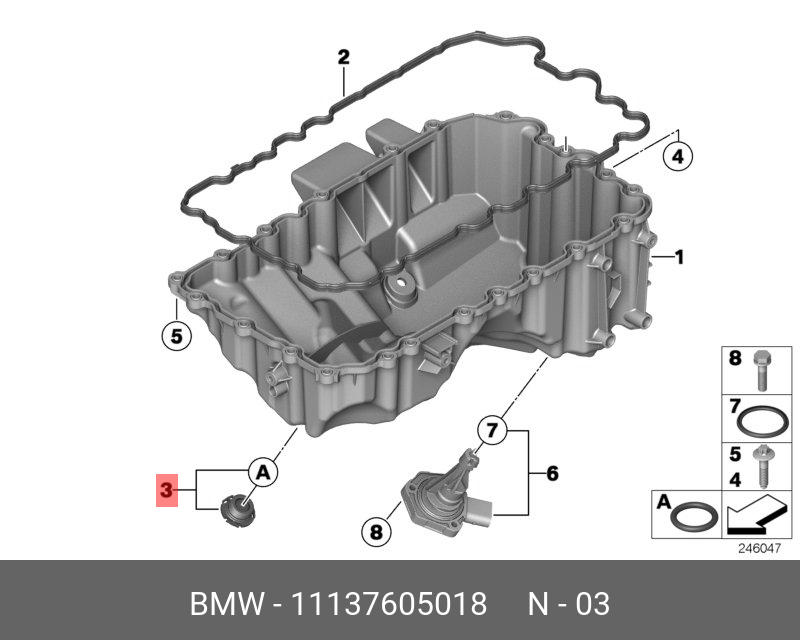 Пробка сливная поддона двигателя с уплотнительным кольцом   BMW арт. 11137605018