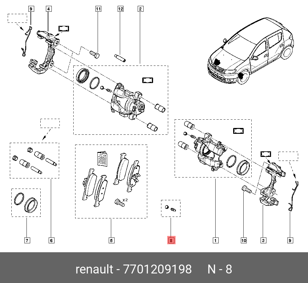 7701209198 Комплектующие, колодки дискового тормоза RENAULT купить, цена в  Челябинске