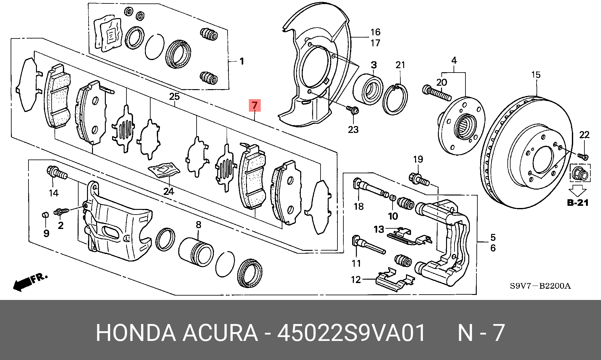 Колодки тормозные, комплект, передние   HONDA арт. 45022S9VA01