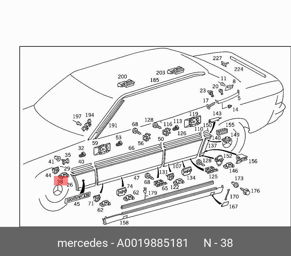 Купить КЛИП производителя MERCEDES BENZ артикул A 001 988 51 81 в Крыму  (Симферополь, Евпатория , Саки)