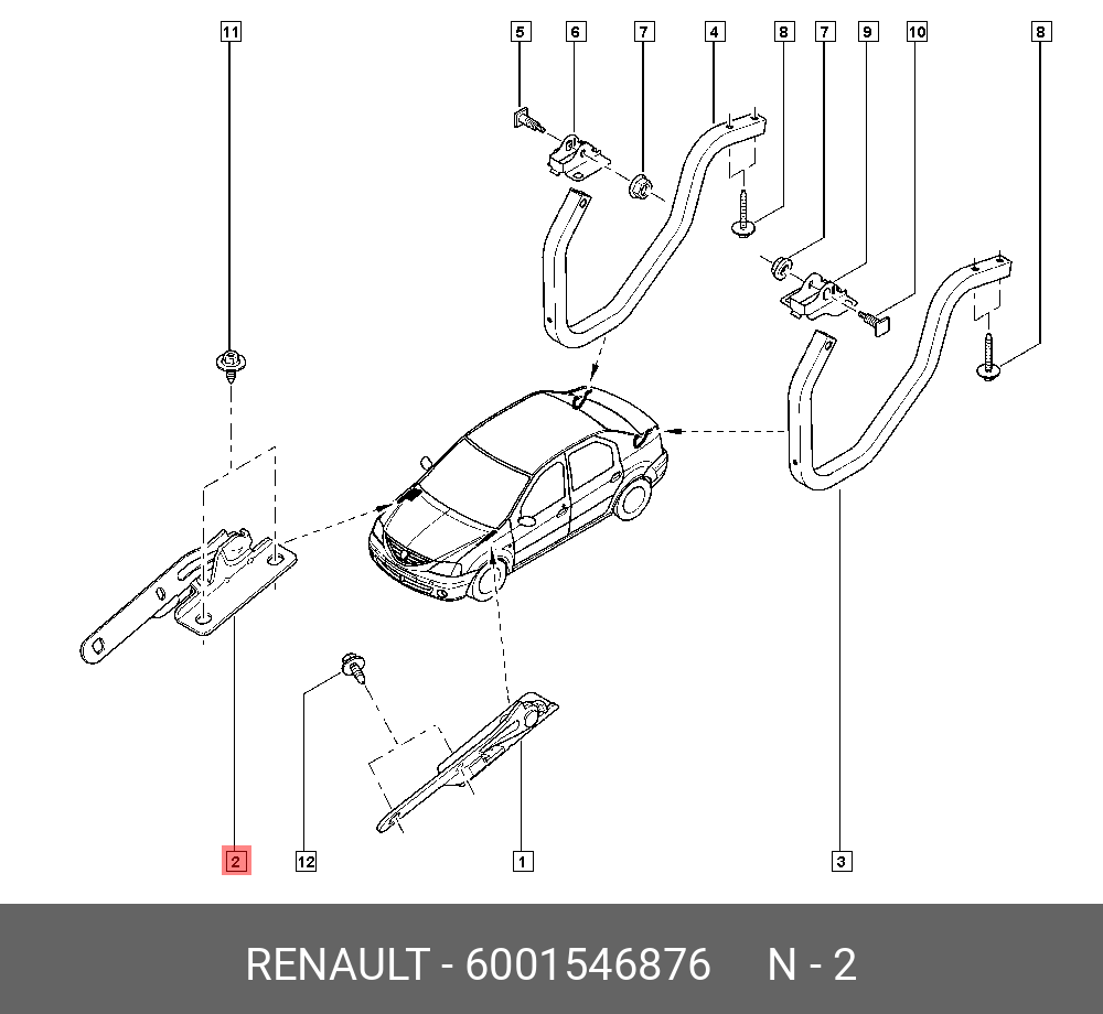 Петля капота правая (Renault) 6001546876